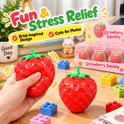 Strawberry Brick-Texture Squeeze Toy – Cute Desk Fidget, 22g