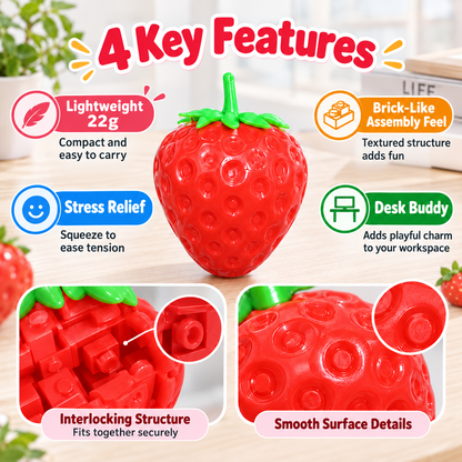 Strawberry Brick-Texture Squeeze Toy – Cute Desk Fidget, 22g