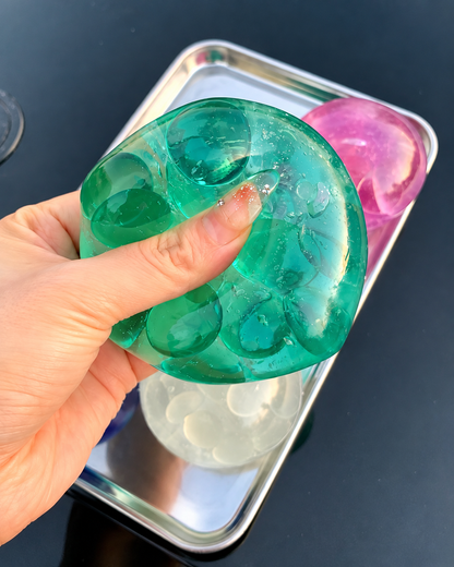 Chiboki Crystal Glass Bead Squishy – Crunchy Jelly Sensory Ball, 5 Colors
