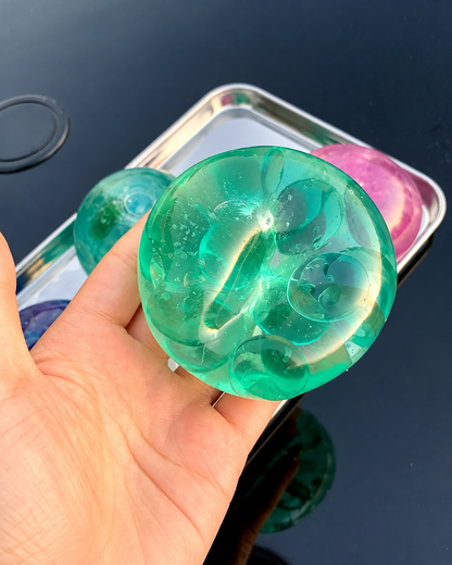 Chiboki Crystal Glass Bead Squishy – Crunchy Jelly Sensory Ball, 5 Colors
